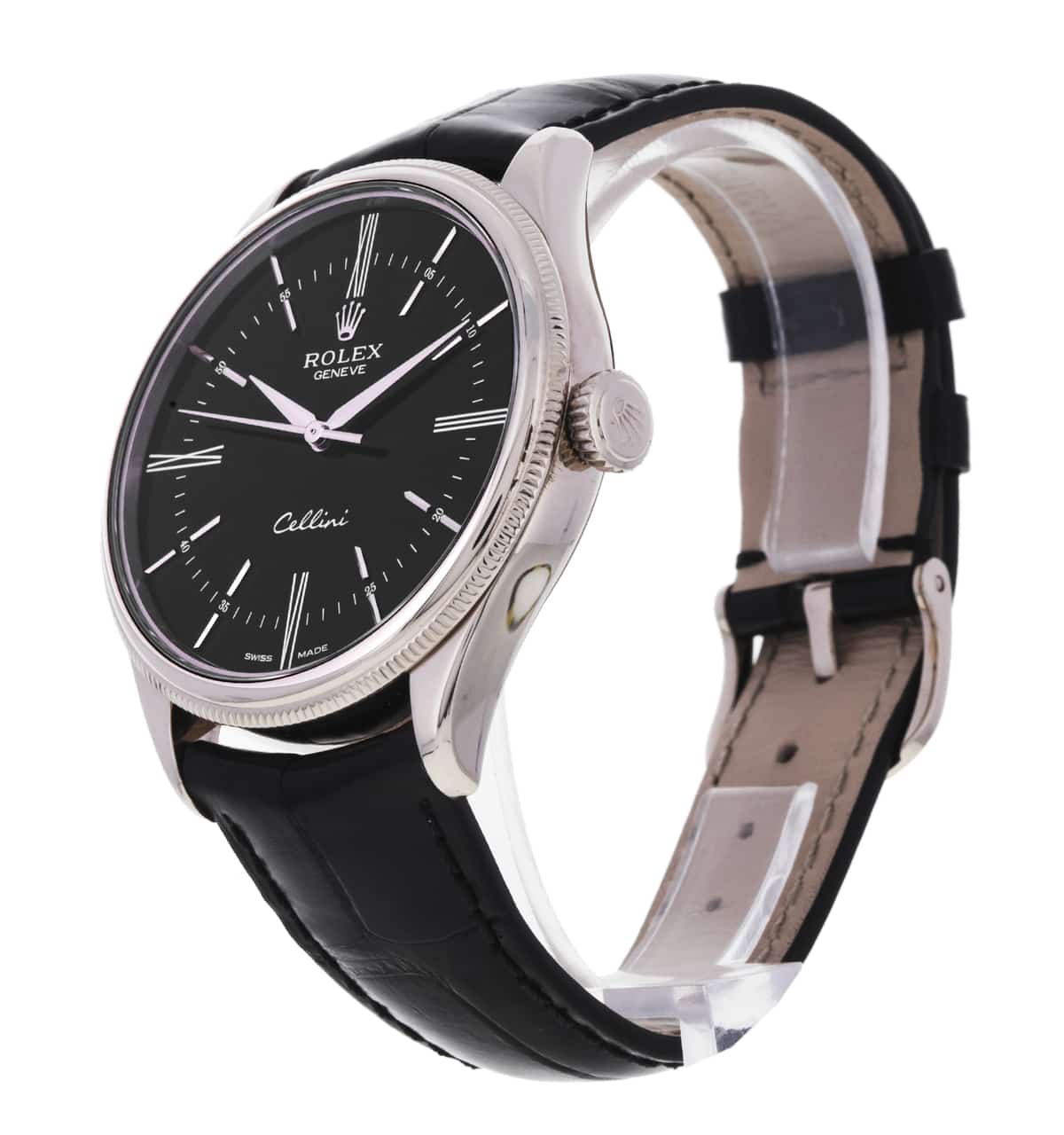 Rolex Cellini Black Quarter Roman Numeral Dial